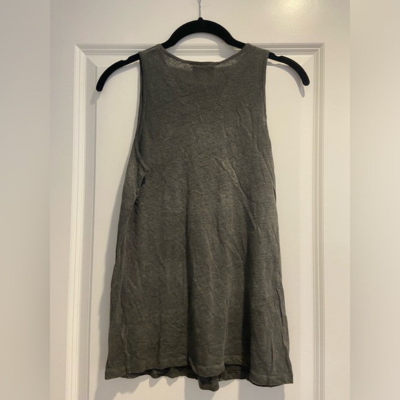 Frank And Oak Fluid Sportneck Washed Linen Tank Washed Black Grey XS - Picture 3 of 5
